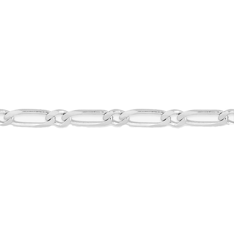 Bracelet homme 18 cm - Cheval alterné 1 + 1 - Or blanc 18 Carats - Largeur 2.5 mm - vue 2
