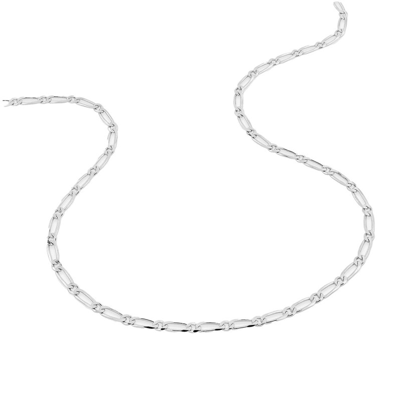 Bracelet homme 18 cm - Cheval alterné 1 + 1 - Or blanc 18 Carats - Largeur 2.5 mm - vue 3