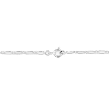 Bracelet homme 18 cm - Cheval alterné 1 + 1 - Or blanc 18 Carats - Largeur 2.5 mm