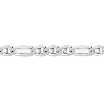 Bracelet homme 18 cm - Gourmette marine - Or blanc 18 Carats - Largeur 3 mm