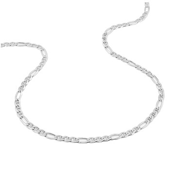 Bracelet homme 18 cm - Gourmette marine - Or blanc 18 Carats - Largeur 3 mm