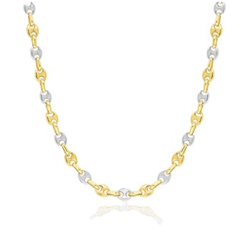 Bracelet mixte 18 cm - Bicolore - Grain de café - Or 18 Carats - Largeur 3.2 mm