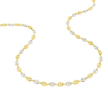 Bracelet mixte 18 cm - Bicolore - Grain de café - Or 18 Carats - Largeur 3.2 mm