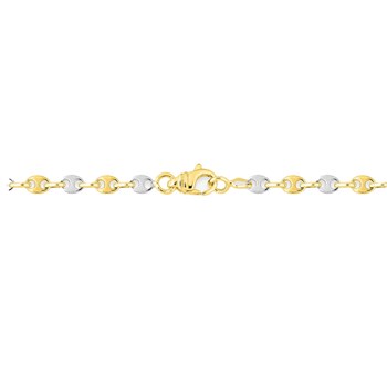 Bracelet mixte 18 cm - Bicolore - Grain de café - Or 18 Carats - Largeur 3.2 mm