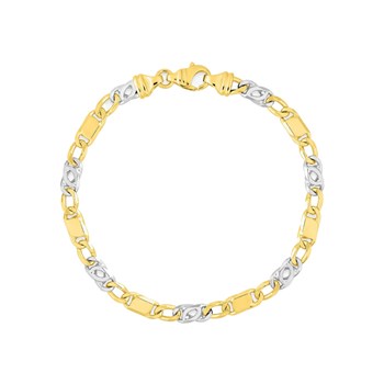 Bracelet homme 18 cm - Bicolore - Or 18 Carats - Largeur 4 mm