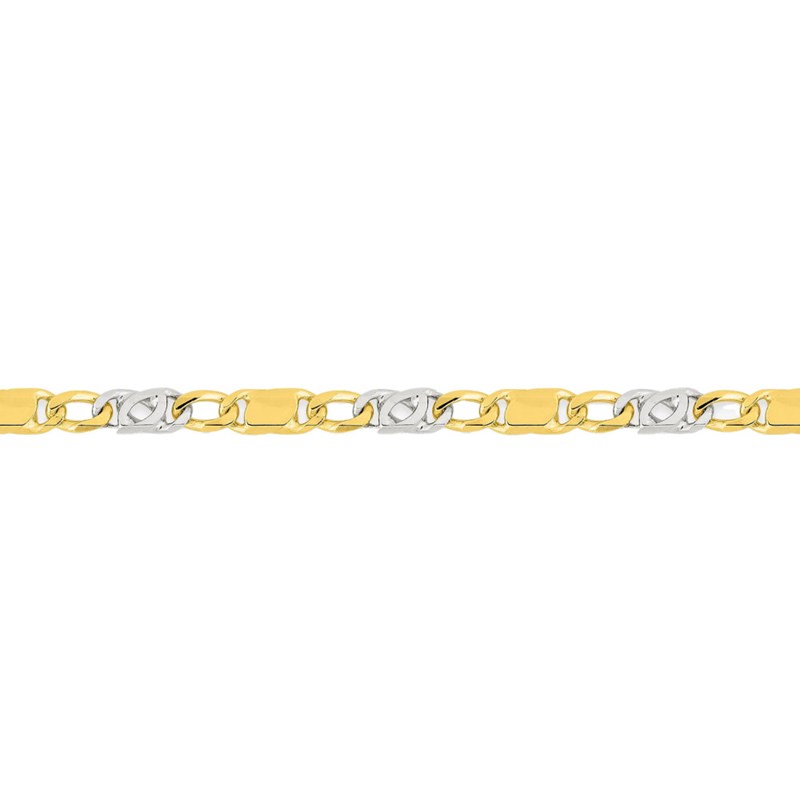 Bracelet homme 18 cm - Bicolore - Or 18 Carats - Largeur 4 mm - vue 2