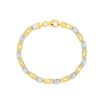 Bracelet homme 18 cm - Bicolore - Or 18 Carats - Largeur 5 mm