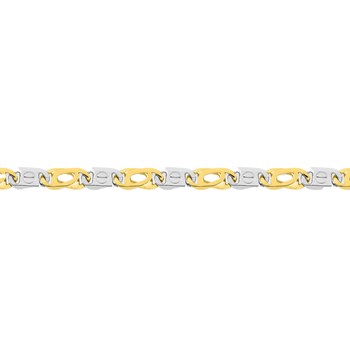 Bracelet homme 18 cm - Bicolore - Or 18 Carats - Largeur 5 mm
