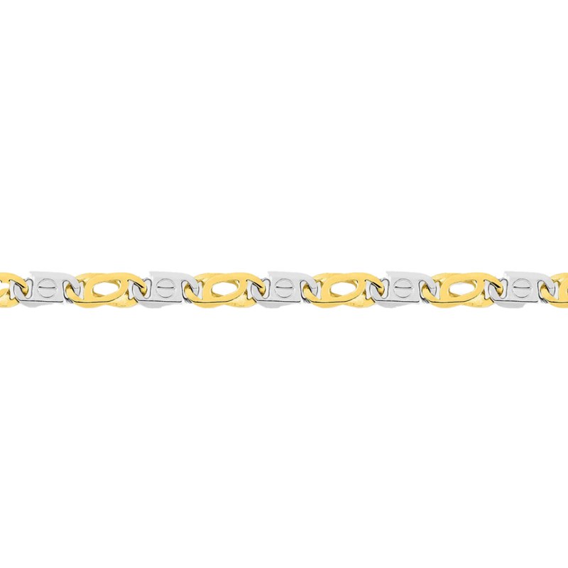 Bracelet homme 18 cm - Bicolore - Or 18 Carats - Largeur 5 mm - vue 2