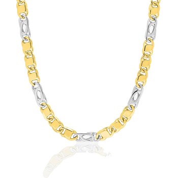 Bracelet mixte 18 cm - Bicolore - Or 18 Carats - Largeur 4 mm