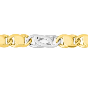 Bracelet mixte 18 cm - Bicolore - Or 18 Carats - Largeur 4 mm