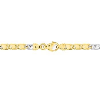 Bracelet mixte 18 cm - Bicolore - Or 18 Carats - Largeur 4 mm