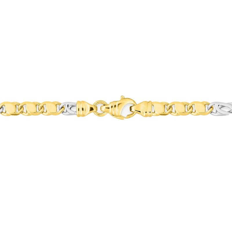 Bracelet mixte 18 cm - Bicolore - Or 18 Carats - Largeur 4 mm - vue 4
