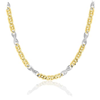 Bracelet mixte 18 cm - Bicolore - Or 18 Carats - Largeur 3.5 mm