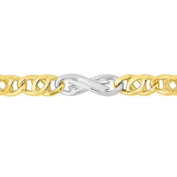 Bracelet mixte 18 cm - Bicolore - Or 18 Carats - Largeur 3.5 mm