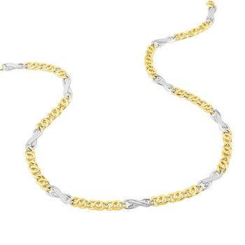 Bracelet mixte 18 cm - Bicolore - Or 18 Carats - Largeur 3.5 mm