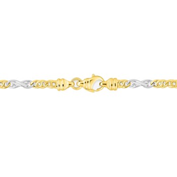 Bracelet mixte 18 cm - Bicolore - Or 18 Carats - Largeur 3.5 mm