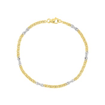 Bracelet mixte 18 cm - Bicolore - Or 18 Carats - Largeur 3 mm