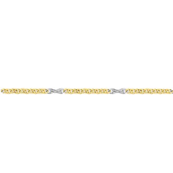 Bracelet mixte 18 cm - Bicolore - Or 18 Carats - Largeur 3 mm