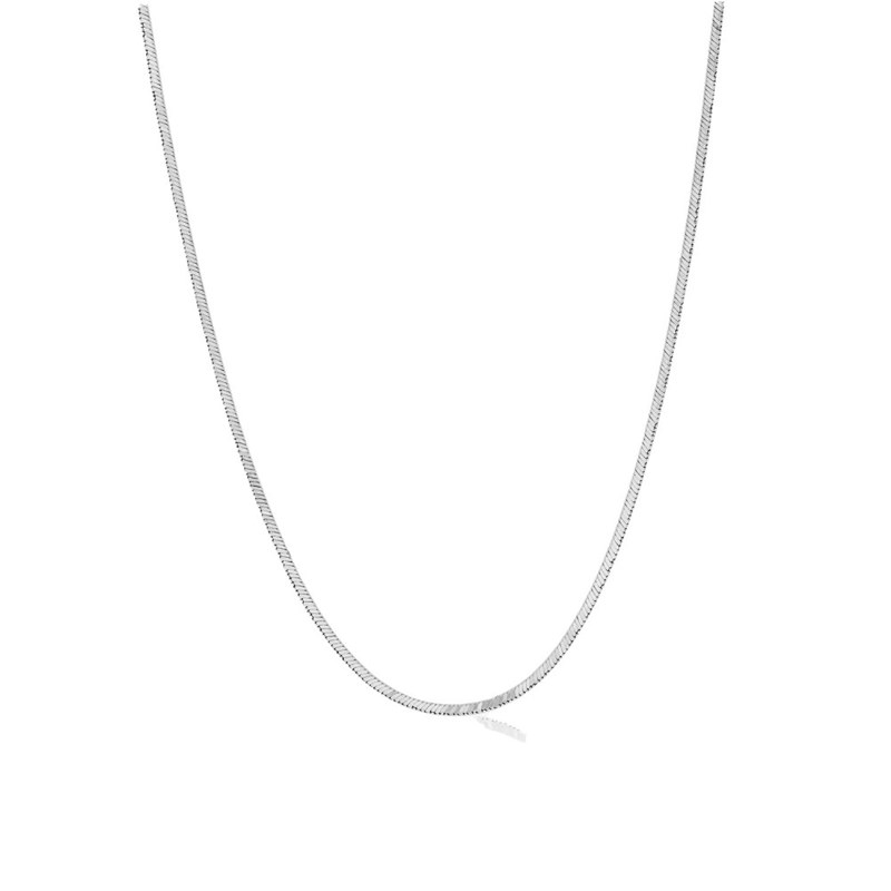 Bracelet femme 18 cm - Maille Serpentine carrée - Or blanc 18 Carats - Largeur 0.9 mm