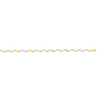 Bracelet femme 18 cm - Fantaisie - Bicolore - Or 18 Carats