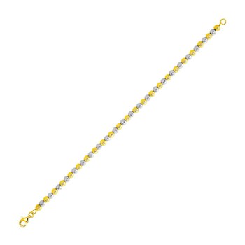 Bracelet femme 18 cm - Maille boules - Bicolore - Or 18 Carats