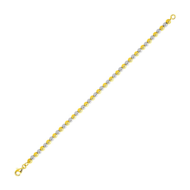 Bracelet femme 18 cm - Maille boules - Bicolore - Or 18 Carats