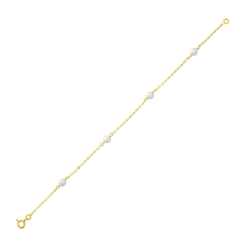 Bracelet femme 18 cm - perle - Or 18 Carats