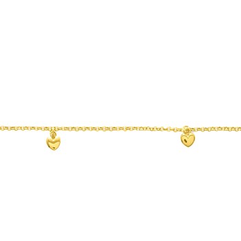 Chaîne de cheville femme - Coeur - Or 18 Carats - 25 cm
