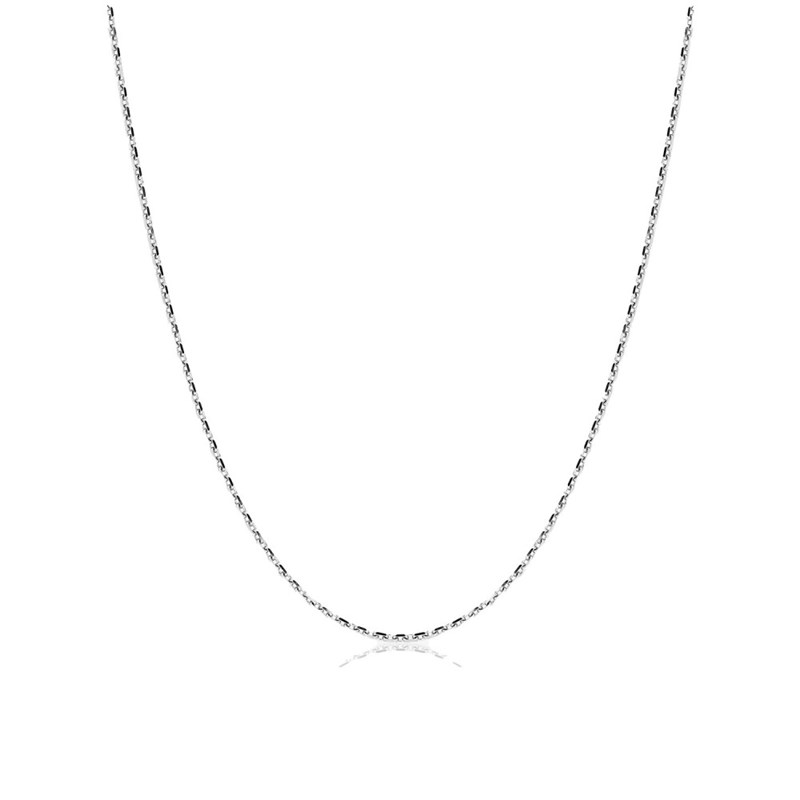 Chaîne mixte 40 cm - Forçat diamanté - Or blanc 18 Carats - Largeur 0.97 mm