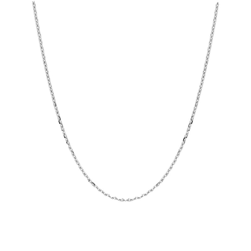 Chaîne mixte 40 cm - Maille Forçat diamanté - Or blanc 18 Carats - Largeur 1.15 mm
