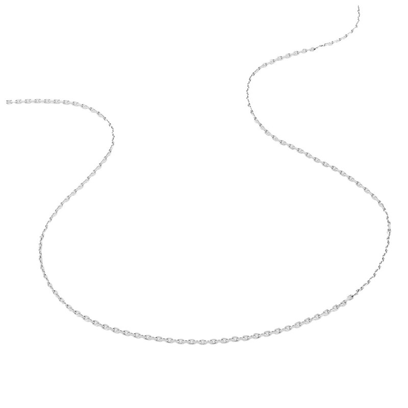 Chaîne mixte 40 cm - Maille Forçat diamanté - Or blanc 18 Carats - Largeur 1.15 mm - vue 3