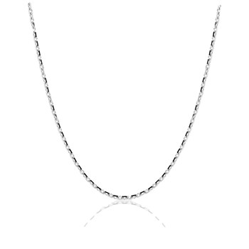Chaîne mixte 40 cm - Maille Forçat diamanté - Or blanc 18 Carats - Largeur 1.45 mm
