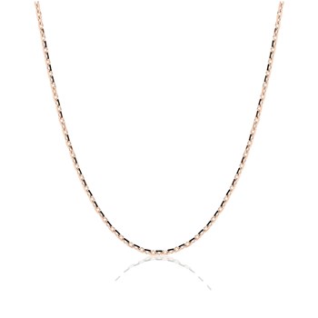 Chaîne femme 40 cm - Maille Forçat diamanté - Or rose 18 Carats - Largeur 1.45 mm