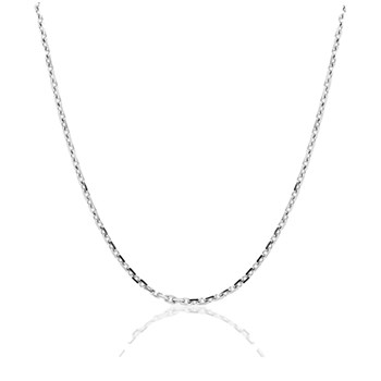 Chaîne mixte 40 cm - Maille Forçat diamanté - Or blanc 18 Carats - Largeur 1.60 mm