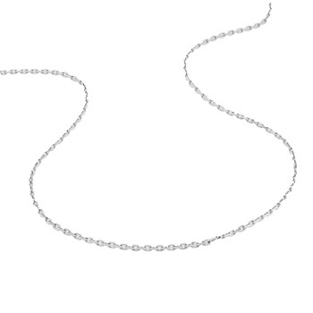 Chaîne mixte 40 cm - Maille Forçat diamanté - Or blanc 18 Carats - Largeur 1.60 mm