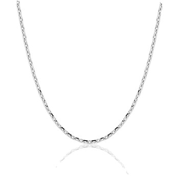 Chaîne mixte 40 cm - Maille Forçat diamantée - Or blanc 18 Carats - Largeur 1.85 mm
