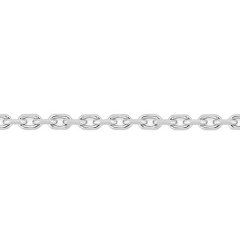 Chaîne mixte 40 cm - Maille Forçat diamantée - Or blanc 18 Carats - Largeur 1.85 mm