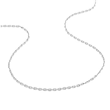 Chaîne mixte 40 cm - Maille Forçat diamantée - Or blanc 18 Carats - Largeur 1.85 mm