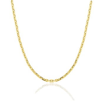 Chaîne mixte 40 cm - Maille Forçat diamanté - Or 18 Carats - Largeur 2.10 mm