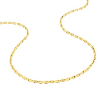 Chaîne mixte 40 cm - Maille Forçat diamanté - Or 18 Carats - Largeur 2.40 mm