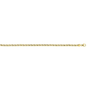 Bracelet Femme 18 cm - Corde - Bicolore - Or 18 Carats - Largeur 4 mm