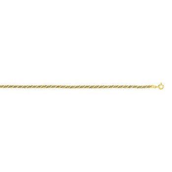 Bracelet Femme 18 cm - Corde - Bicolore - Or 18 Carats - Largeur 3.5 mm