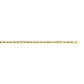 Bracelet Femme 18 cm - Maille Corde - Bicolore - Or 18 Carats - Largeur 5 mm