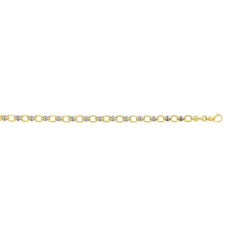 Bracelet femme 18 cm - Fantaisie - Bicolore - Or 18 Carats