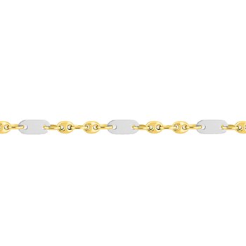 Bracelet Homme 18 cm - Grain de café - Bicolore - Or 18 Carats