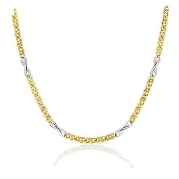 Bracelet Homme 18 cm - Fantaisie - Bicolore - Or 18 Carats - Largeur 3 mm