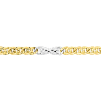 Bracelet Homme 18 cm - Fantaisie - Bicolore - Or 18 Carats - Largeur 3 mm