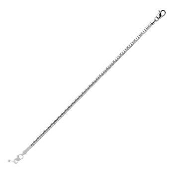 Bracelet femme 18 cm - Maille Haricot - Or blanc 18 Carats - Largeur 3 mm