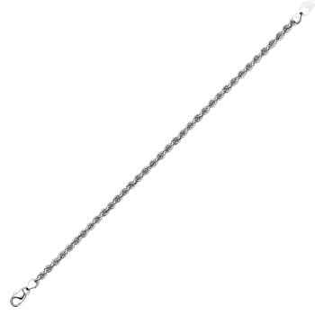 Bracelet Femme 18 cm - Maille Corde - Or blanc 18 Carats - Largeur 3.5 mm